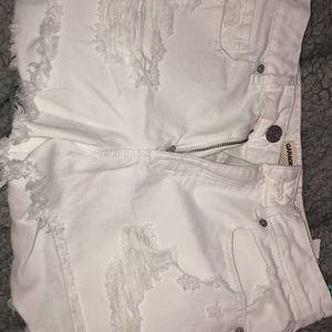 Garage White Ripped Jean Shorts